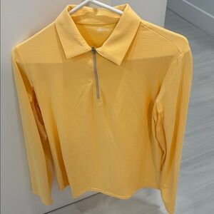 Yellow Long Sleeve Zip Polo Shirt Sun shirt